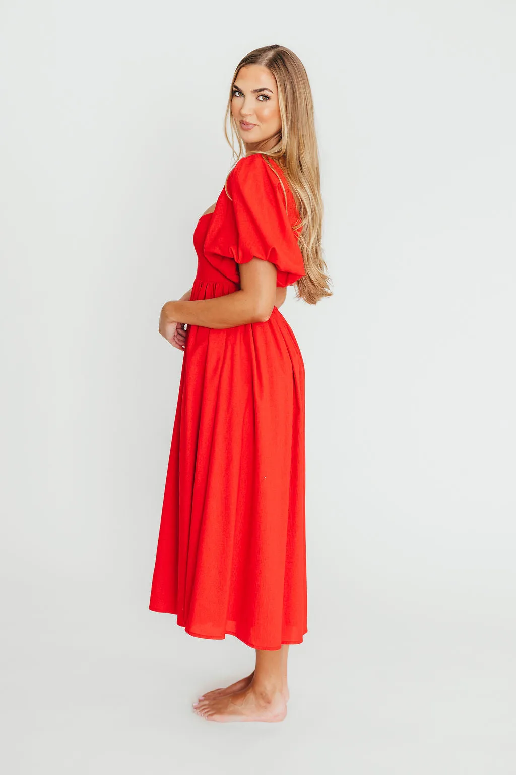 Hamilton Midi Dress in Red - Bump Friendly (S-XL)