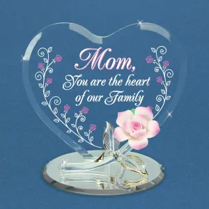 Heart of Our Family Mom Rose Glass Figurine