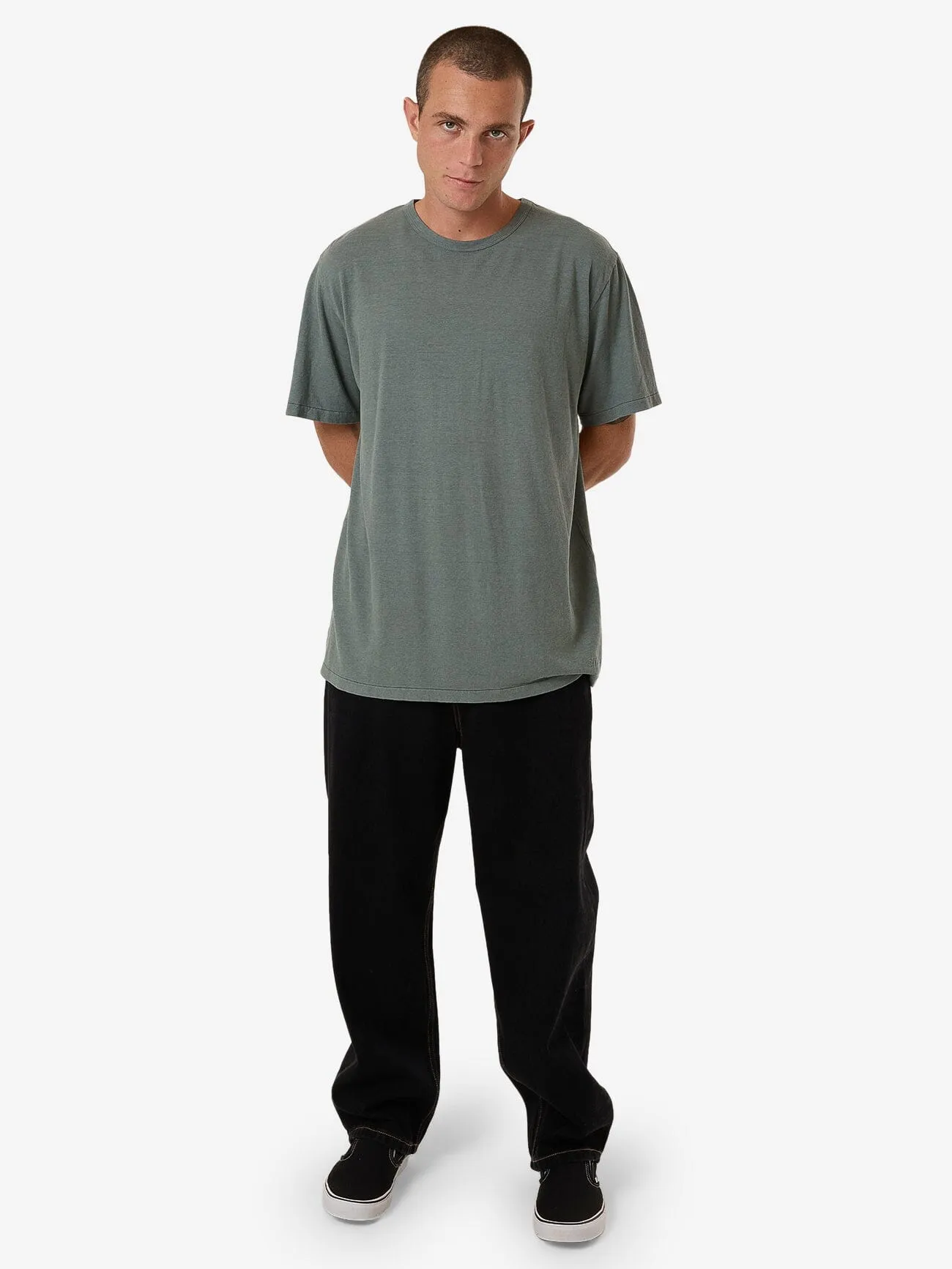 Hemp Thrills Embro Lightweight Contrast Stitch Merch Fit Tee - Dark Forest