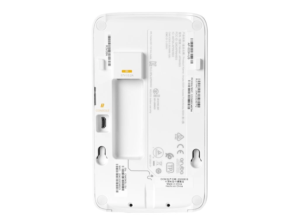 HPE Aruba AP-503H (EG) TAA Unified Hospitality - Wireless access point - Wi-Fi 6 - 2.4 GHz, 5 GHz - BTO - TAA Compliant R3V45A