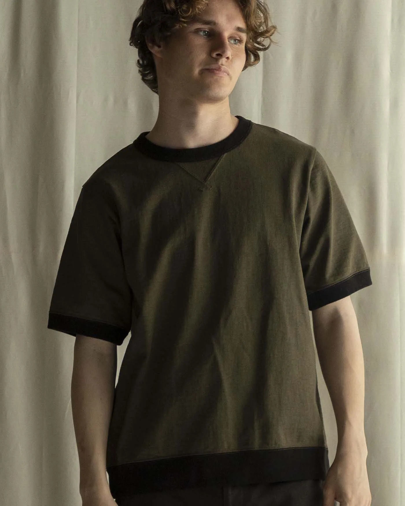 Jackman Dotsume Rib Tee - Wood / Black