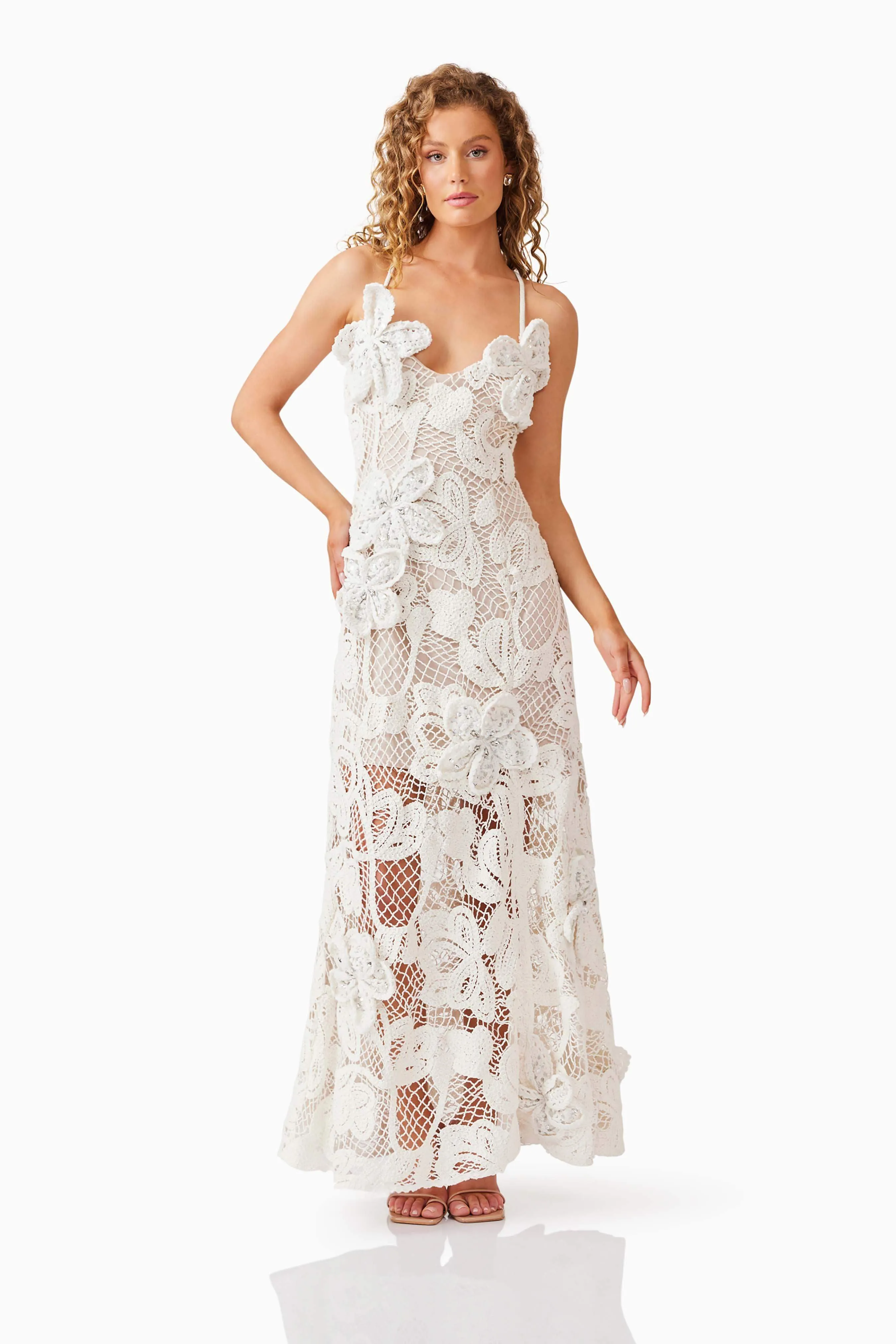 Kyra Crochet Gown in White