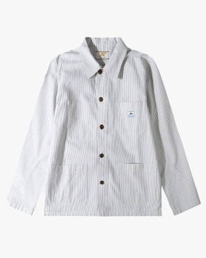 Le Mont St Michel Vins Striped Work Jacket - Blue