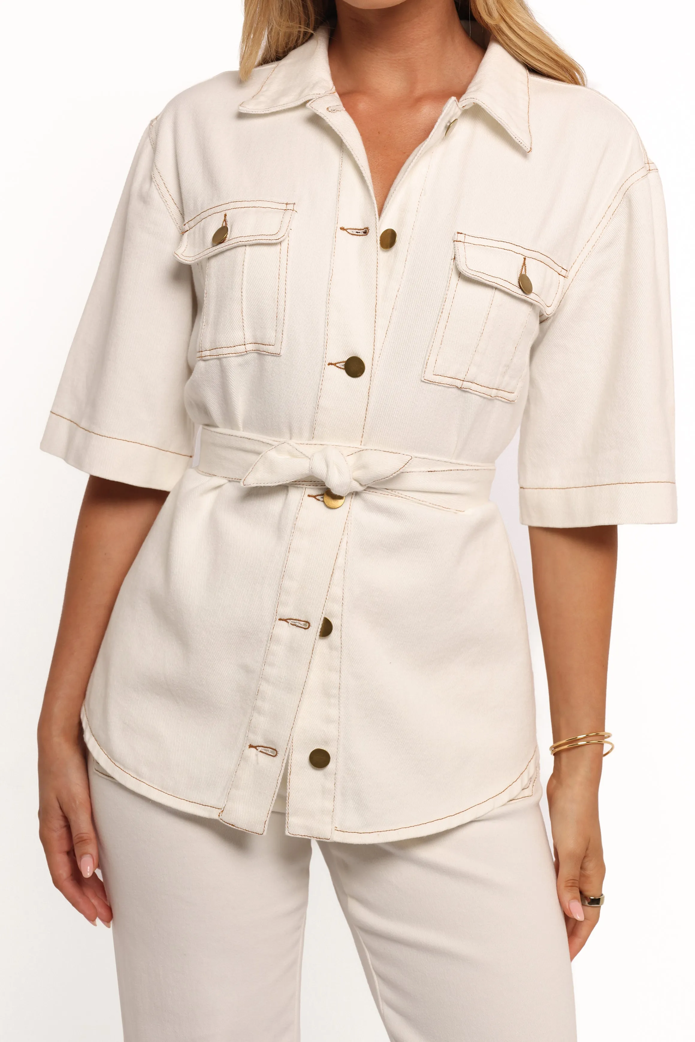 Lepal Denim Shirt - White