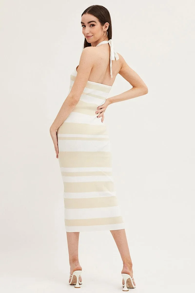 Multi Kint Midi Dress