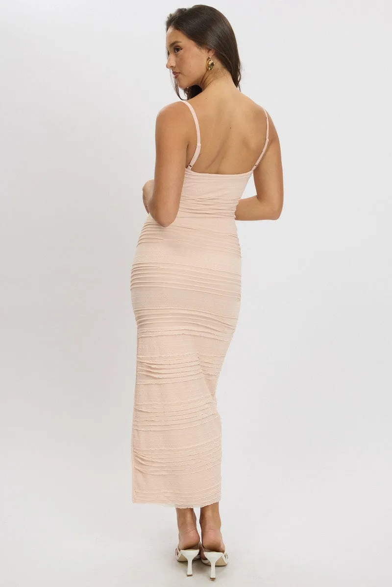 Orange Bodycon Dress Sleeveless Midi