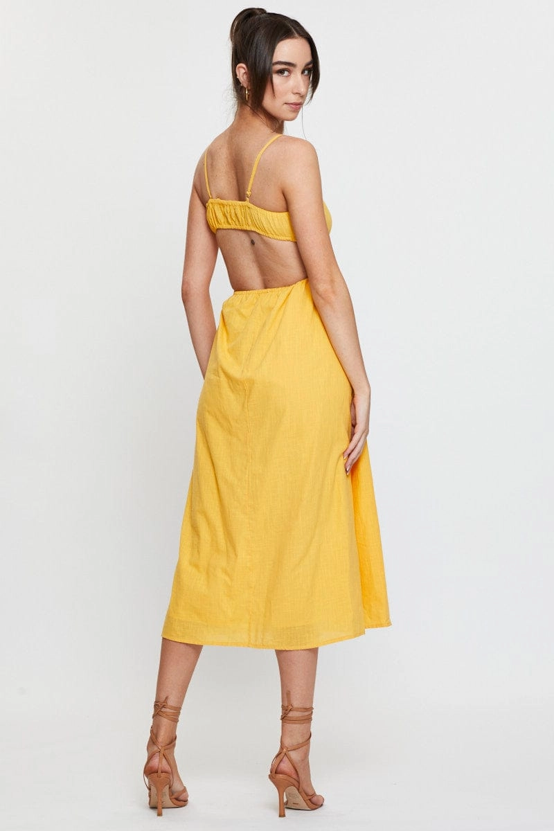 Orange Midi Dress Sleeveless