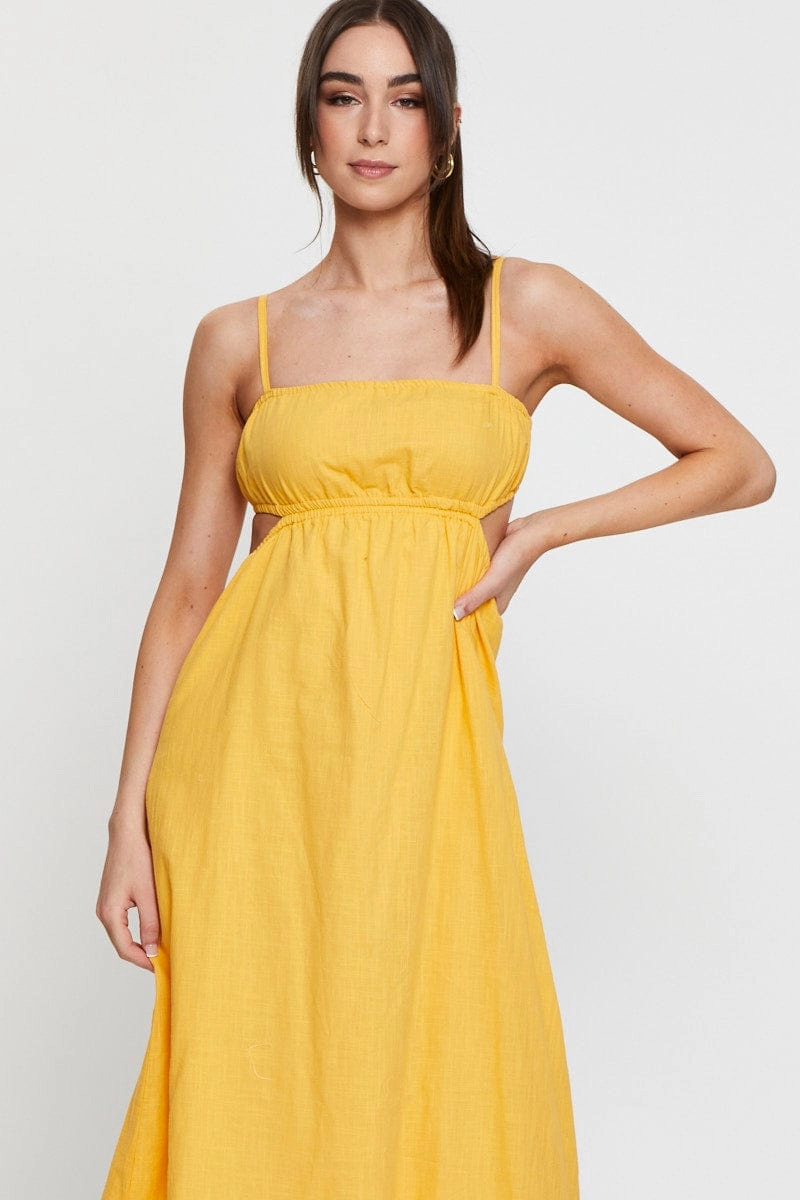 Orange Midi Dress Sleeveless