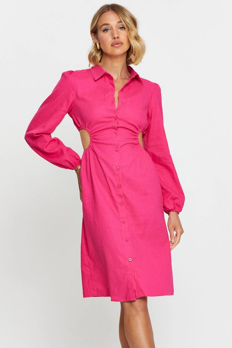 Pink Mini Dress Long Sleeve