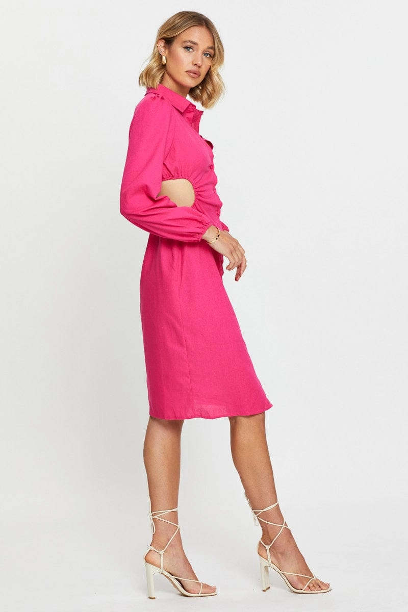 Pink Mini Dress Long Sleeve