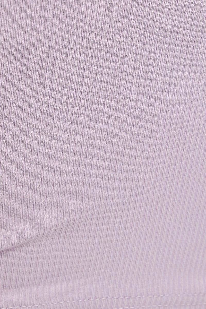 Purple Bungee Strap Cut Out Rib Crop Top