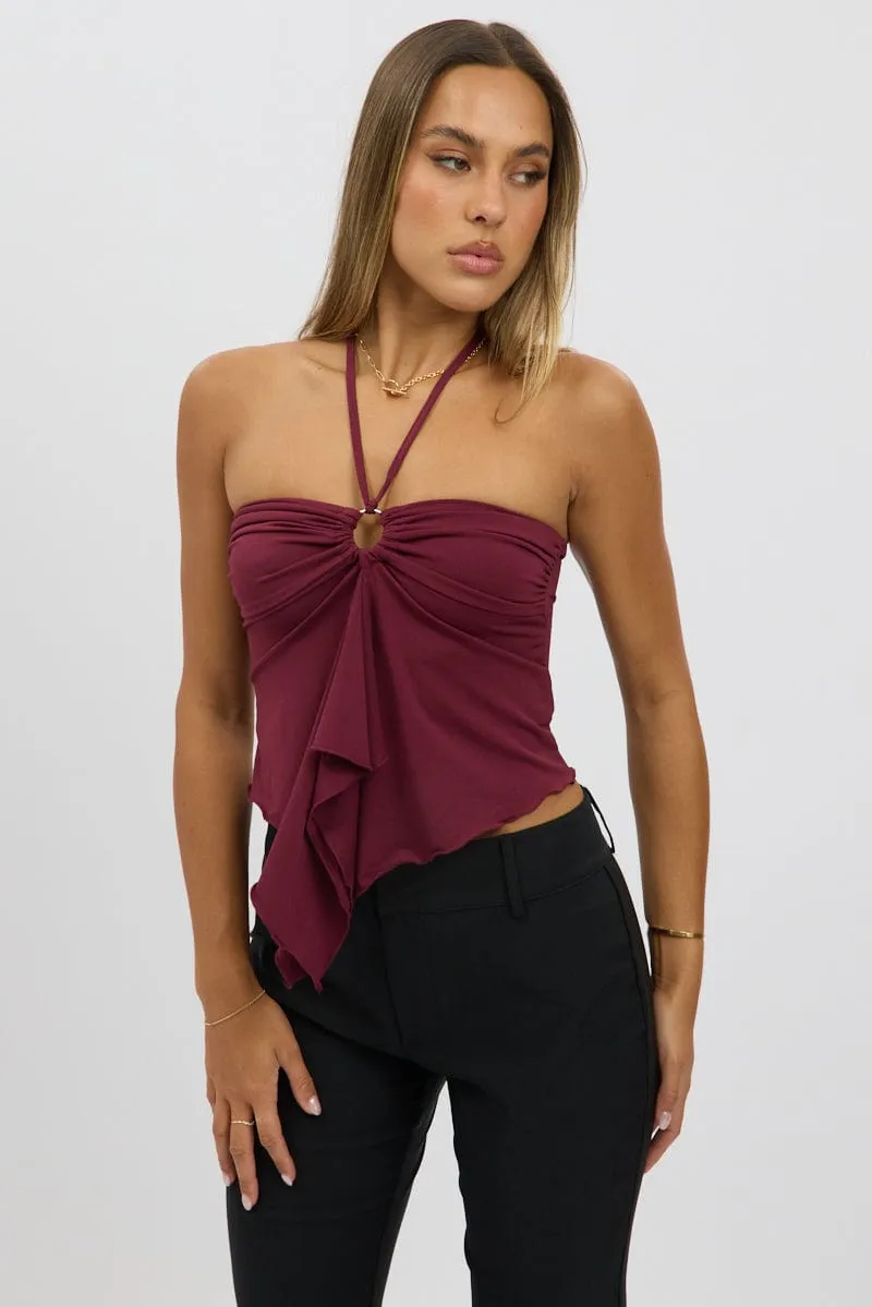 Red Halter Top Sleeveless