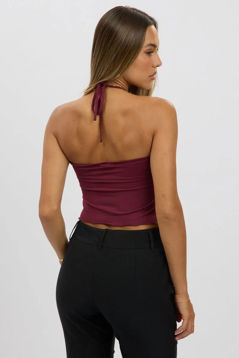 Red Halter Top Sleeveless