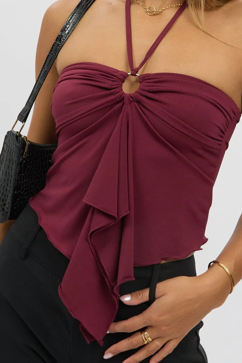 Red Halter Top Sleeveless
