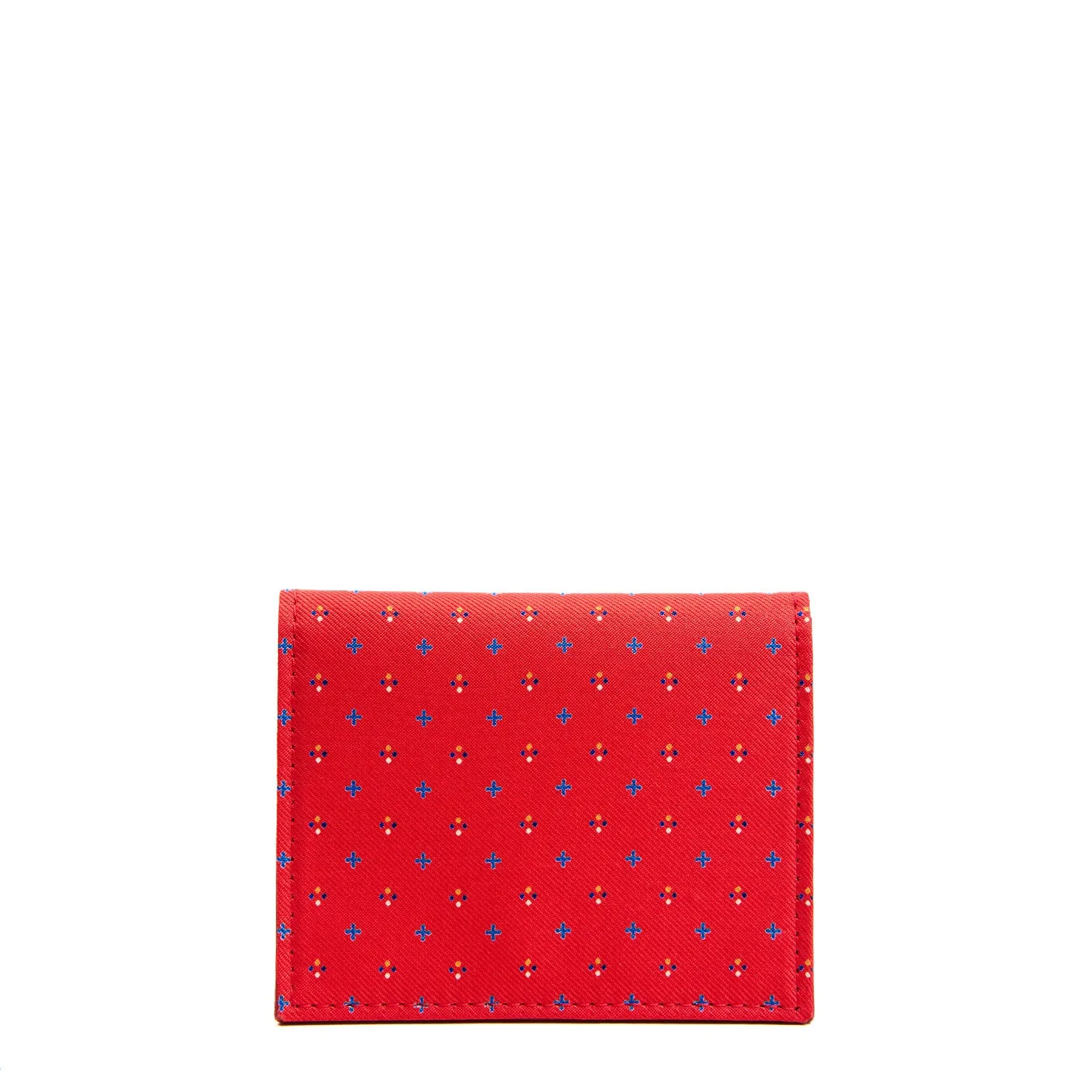 RED SILK AND LEATHER FOLDING CARD HOLDER