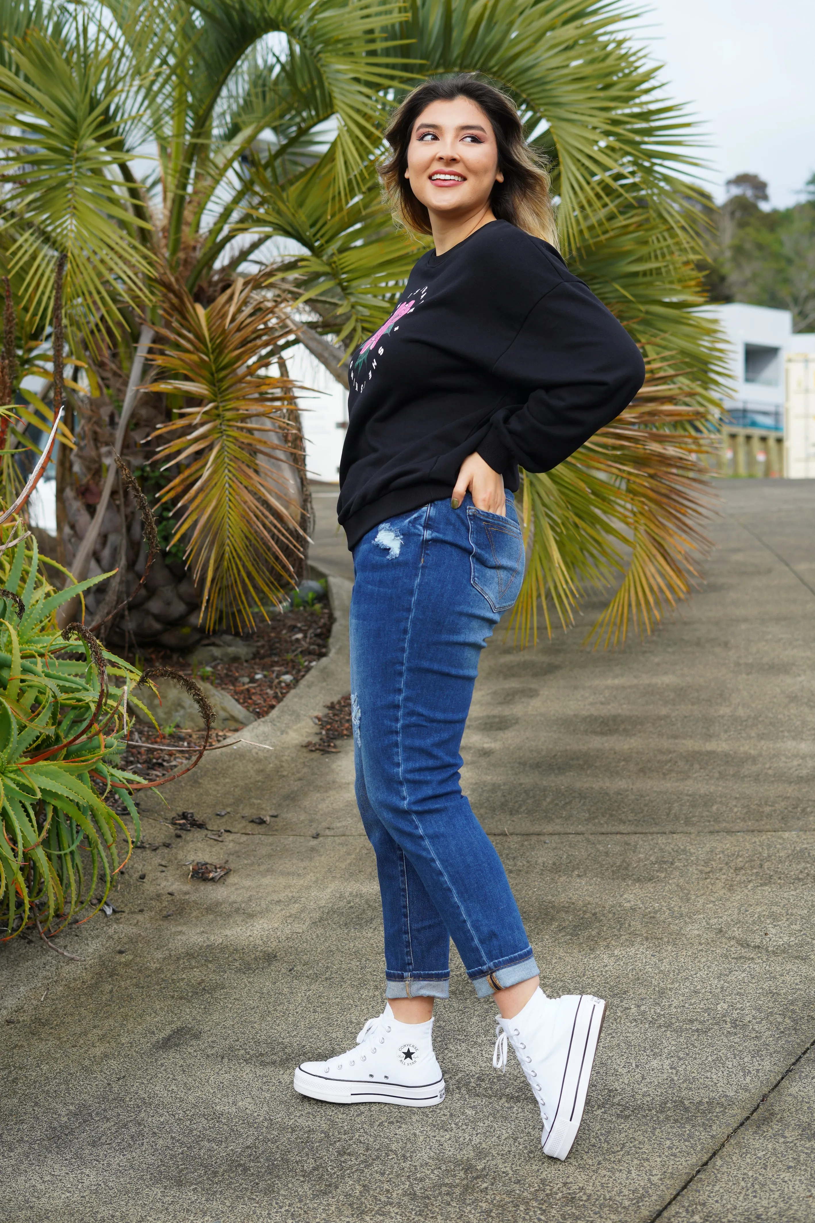 Shine On Label Kaiko Slim Leg Turn Up Cuff Jean Indigo