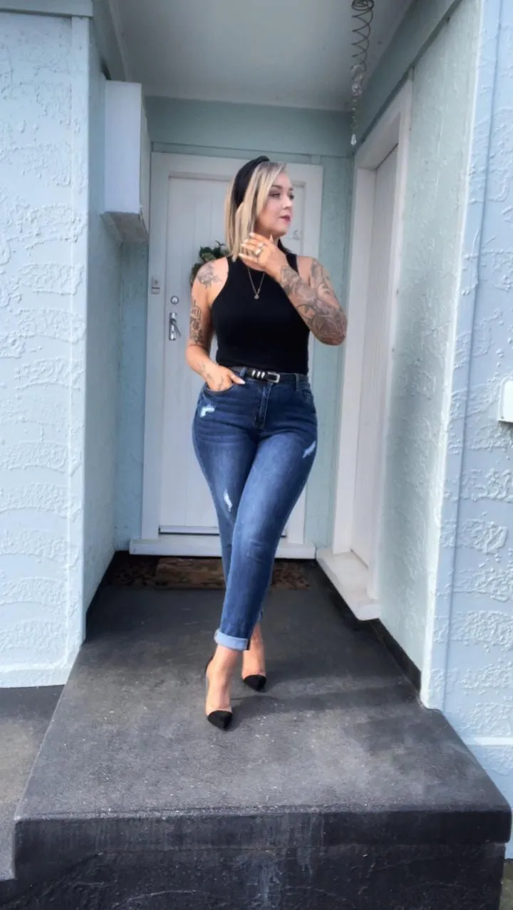 Shine On Label Kaiko Slim Leg Turn Up Cuff Jean Indigo