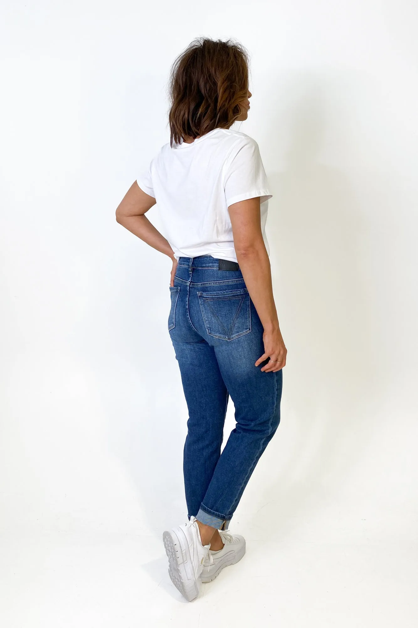 Shine On Label Kaiko Slim Leg Turn Up Cuff Jean Indigo