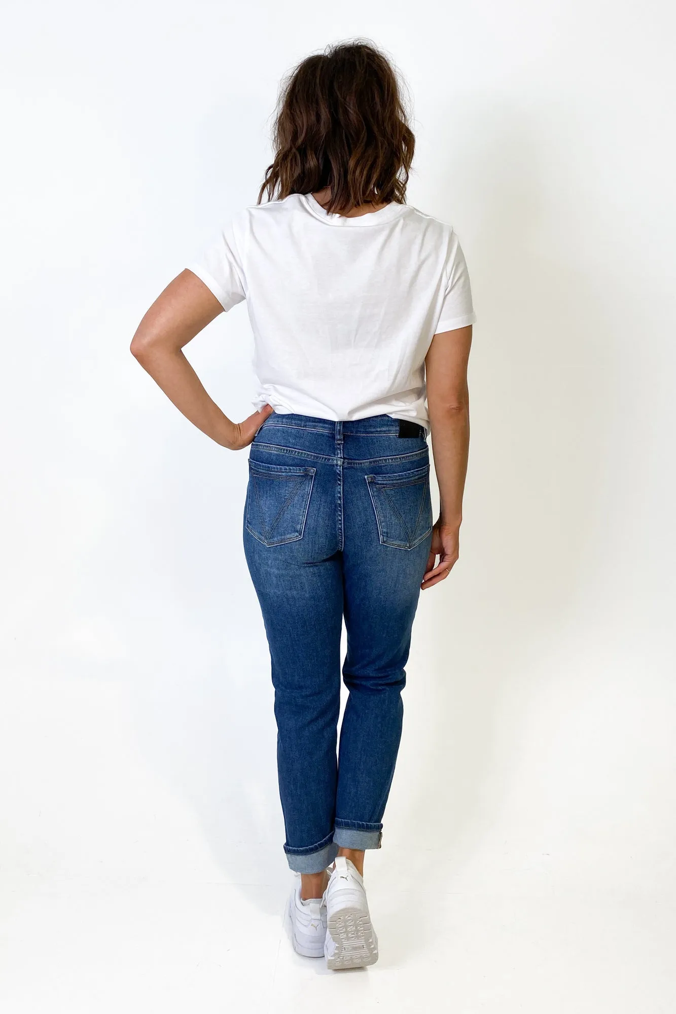 Shine On Label Kaiko Slim Leg Turn Up Cuff Jean Indigo