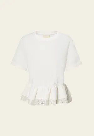 Short-sleeve Ruffled-hem Cropped Top