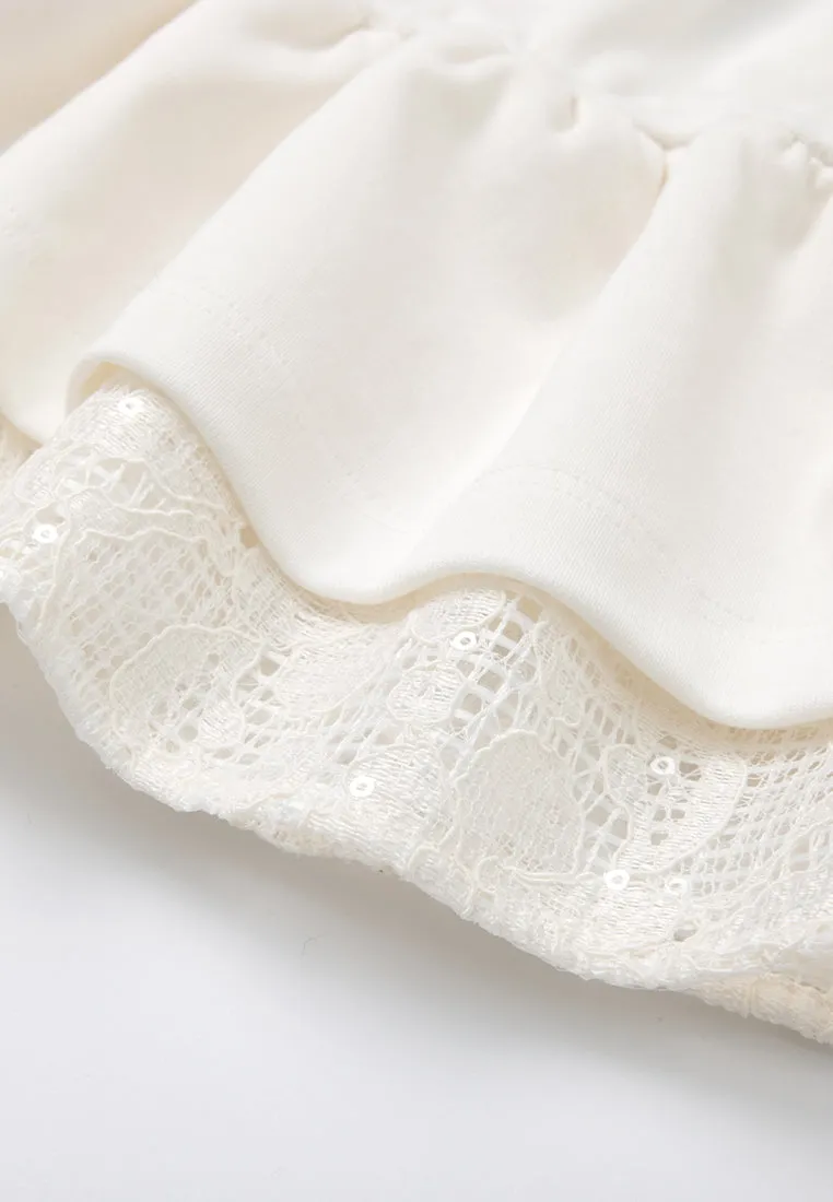 Short-sleeve Ruffled-hem Cropped Top