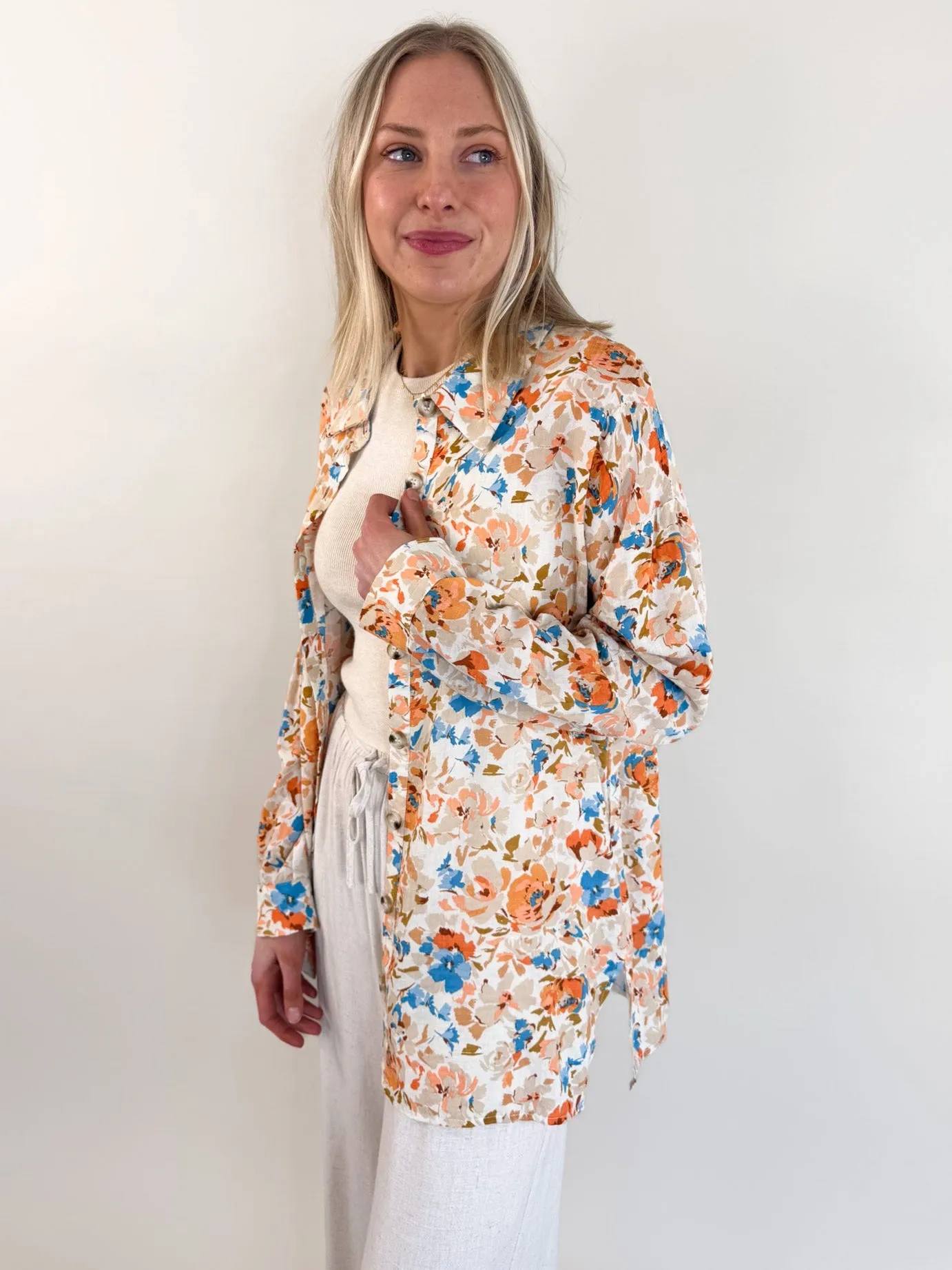 Sonoma Long Sleeve Floral Button Up
