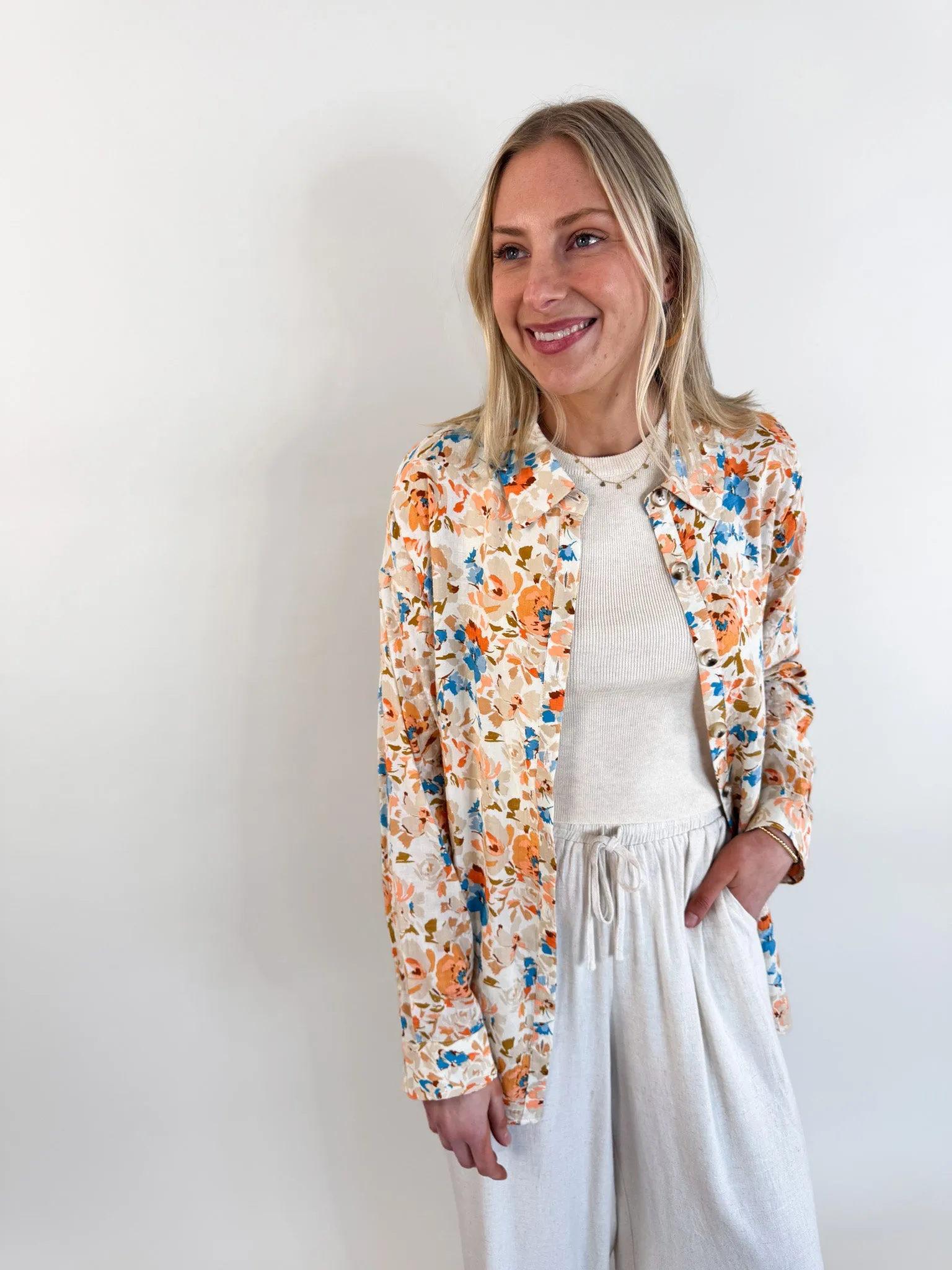 Sonoma Long Sleeve Floral Button Up