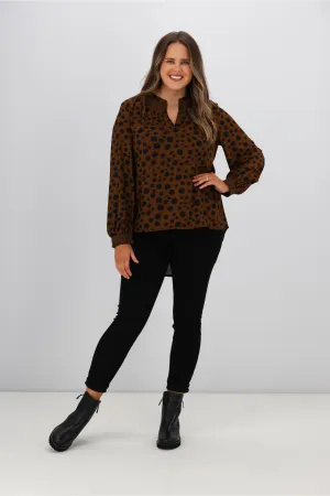 Stella   Gemma Polly Blouse Choco Cheetah