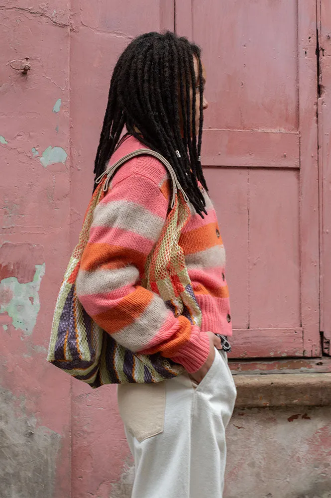 Stella Nova Mohair Striped Sunshine Orange Cardigan