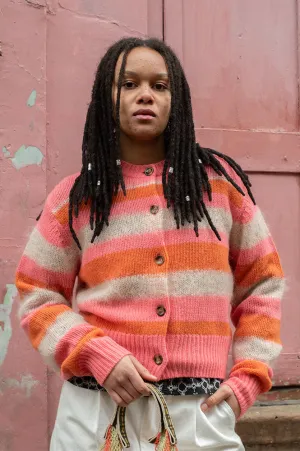 Stella Nova Mohair Striped Sunshine Orange Cardigan