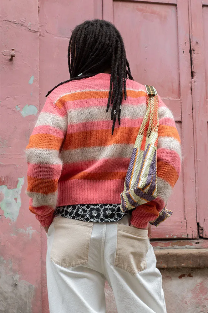 Stella Nova Mohair Striped Sunshine Orange Cardigan