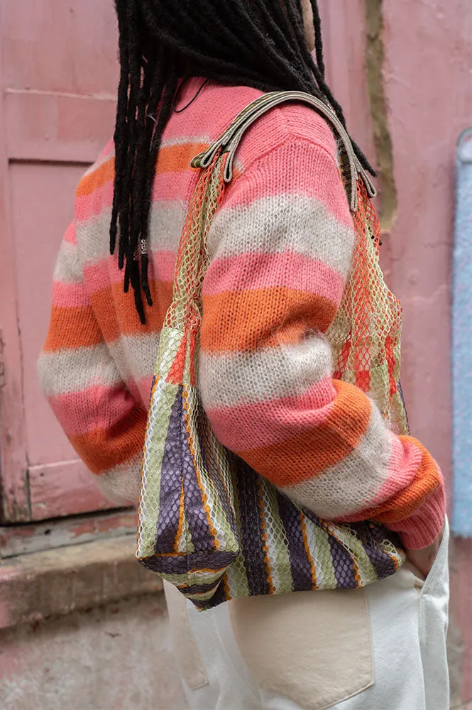 Stella Nova Mohair Striped Sunshine Orange Cardigan