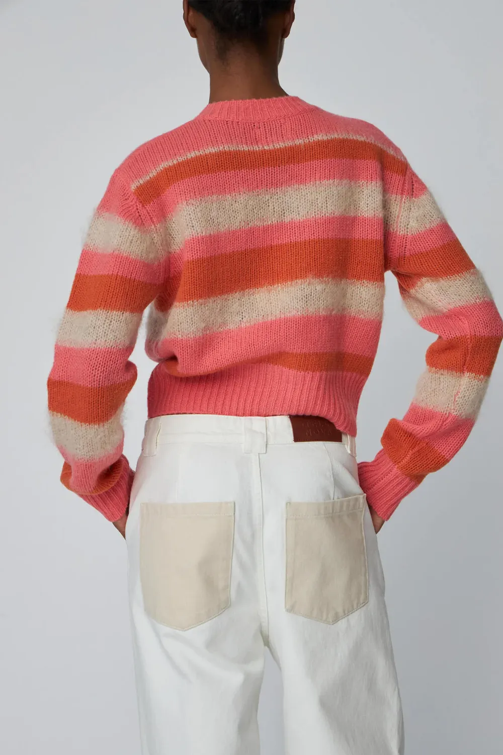 Stella Nova Mohair Striped Sunshine Orange Cardigan