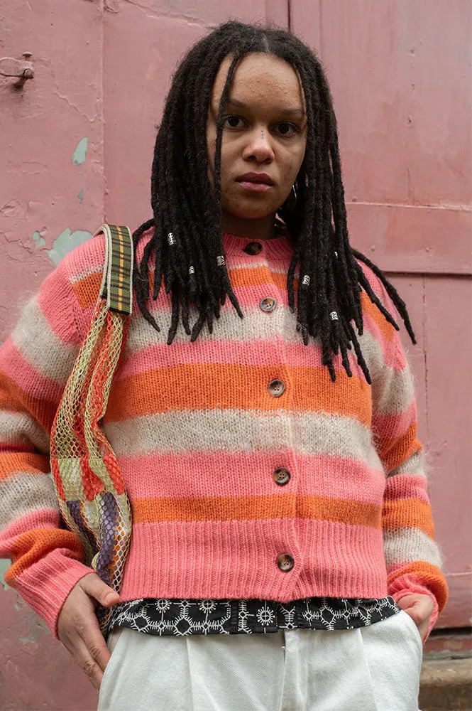 Stella Nova Mohair Striped Sunshine Orange Cardigan