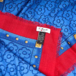 STOLE WITH ICONIC FLOWER 115 IN WOOL, CASHMERE AND SILK