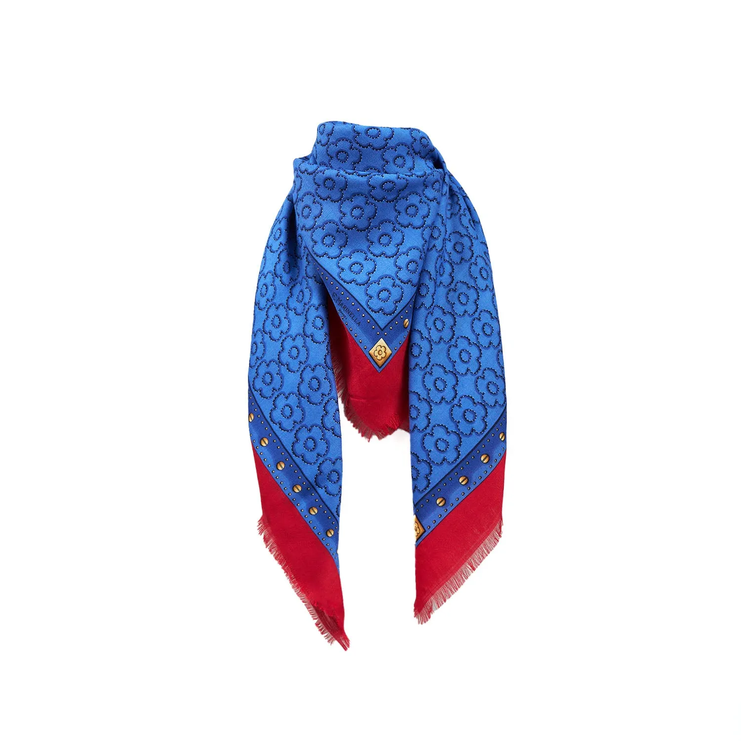 STOLE WITH ICONIC FLOWER 115 IN WOOL, CASHMERE AND SILK
