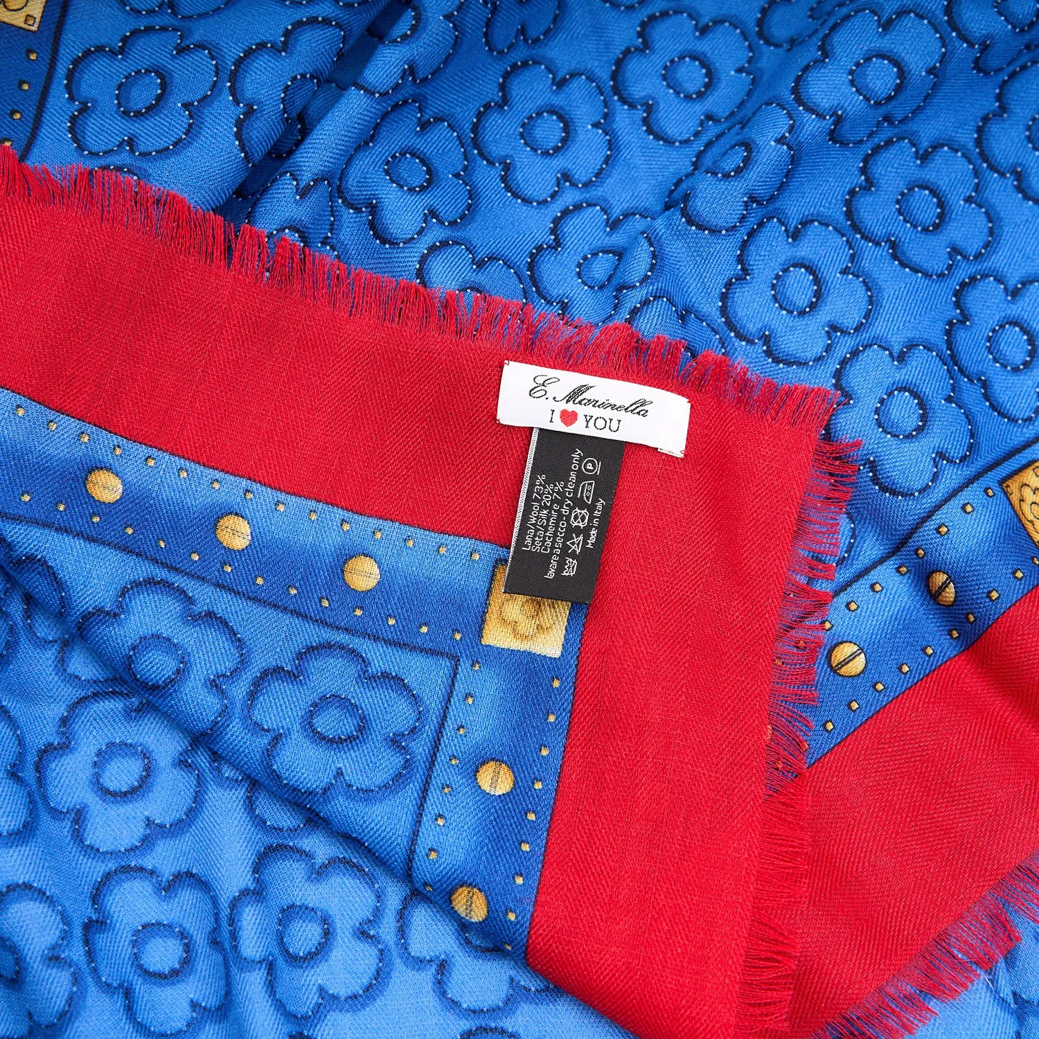STOLE WITH ICONIC FLOWER 115 IN WOOL, CASHMERE AND SILK
