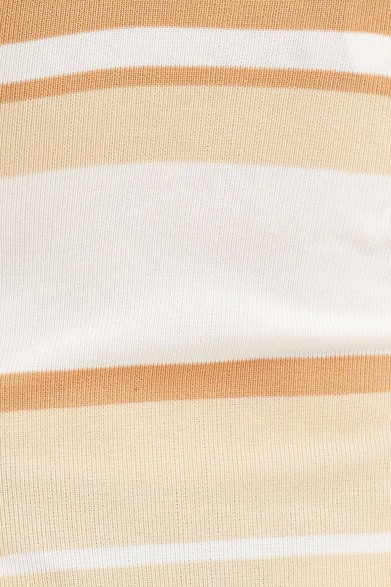 Stripe Midi Dress Sleeveless Cut Out Square Neck