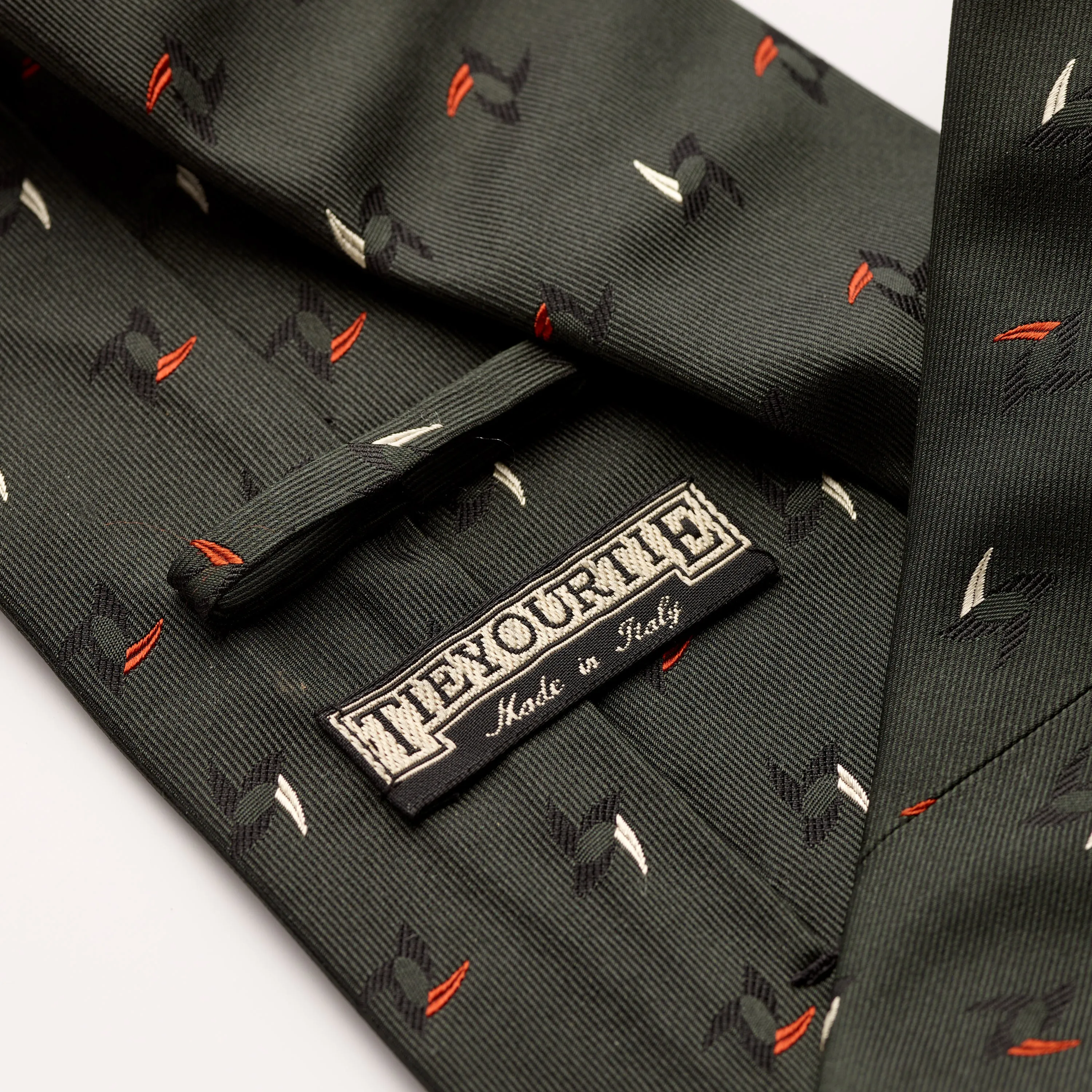 Tie Your Tie Deep Olive Silk Motif Tie