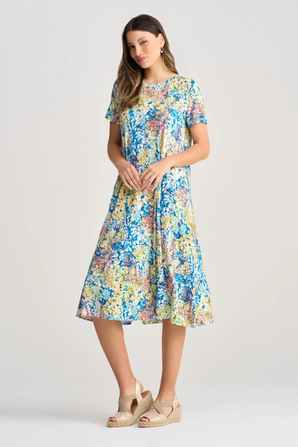 Trapeze Jersey Dress - Summer Floral Print
