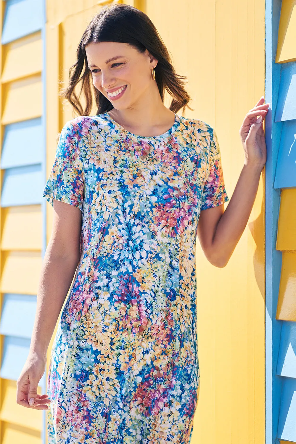 Trapeze Jersey Dress - Summer Floral Print