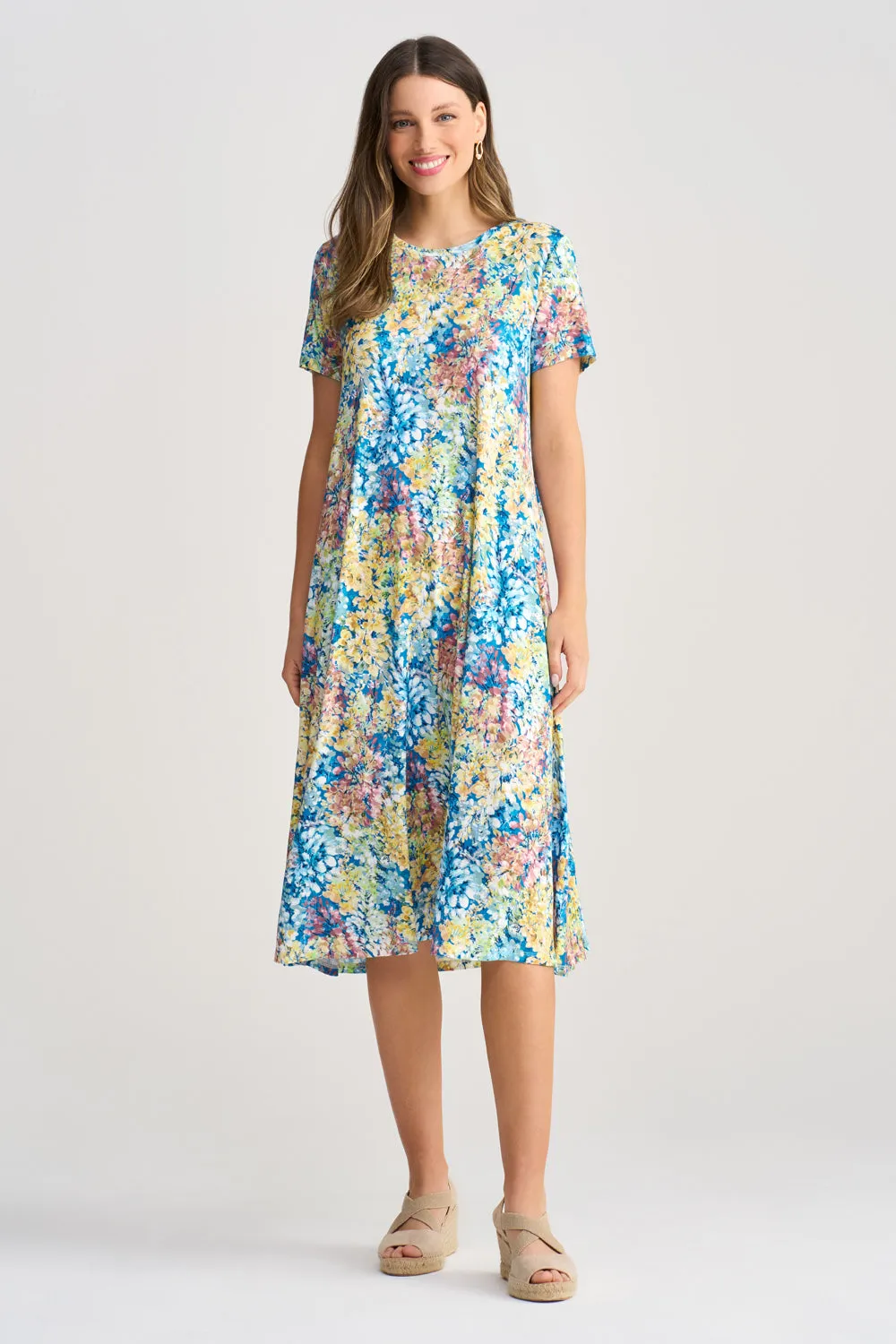 Trapeze Jersey Dress - Summer Floral Print