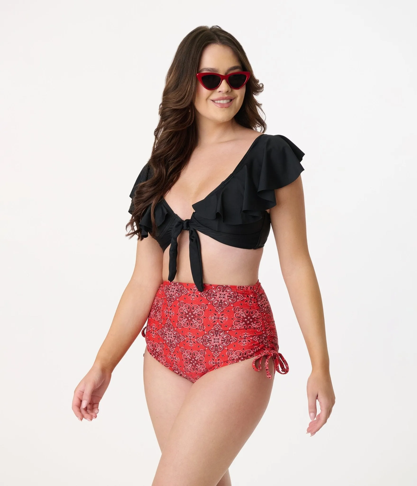 Unique Vintage Red Bandana Print Provincetown Swim Bottom