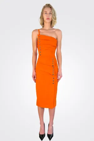 Valbona Button Detail Cocktail Dress - Rame