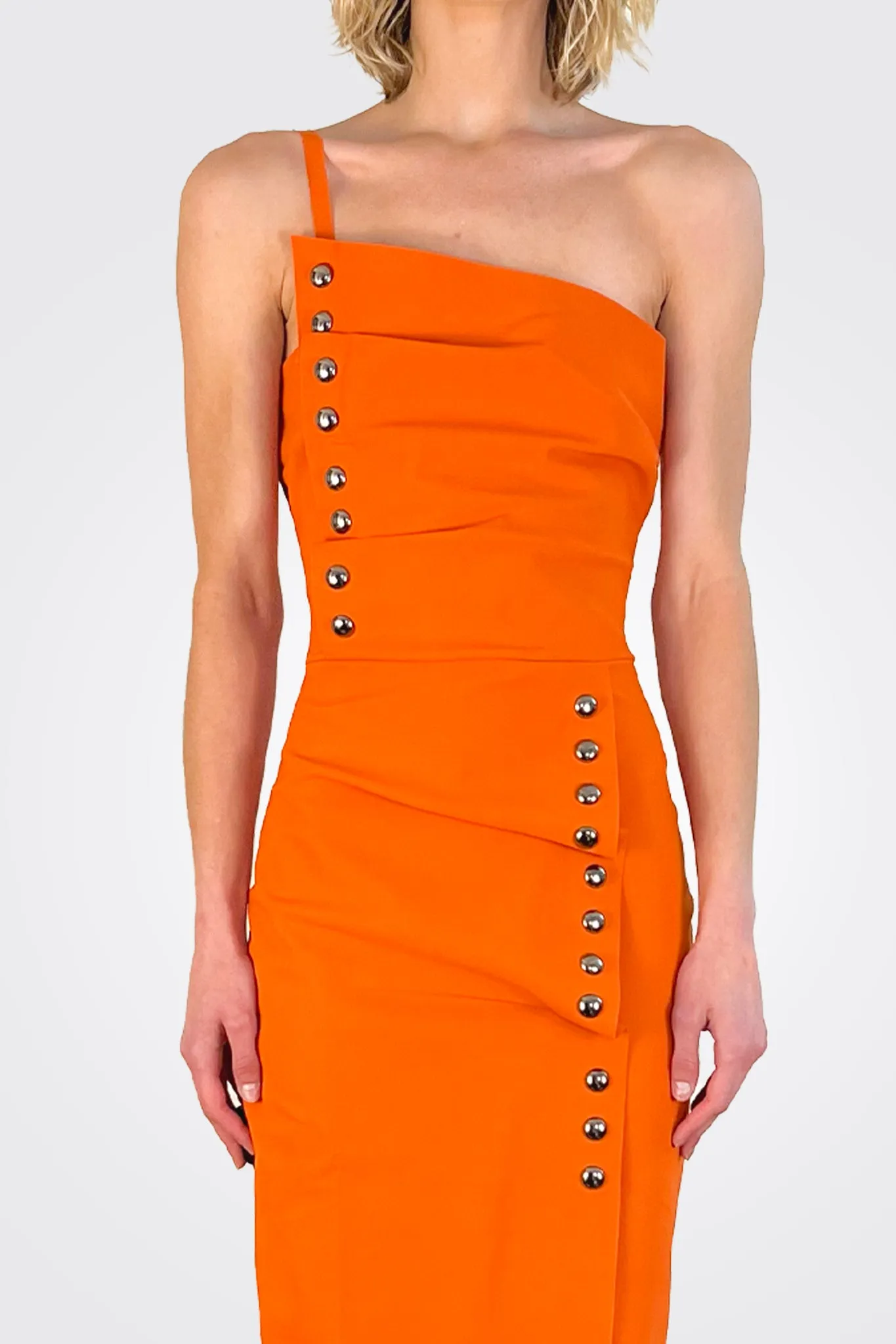 Valbona Button Detail Cocktail Dress - Rame