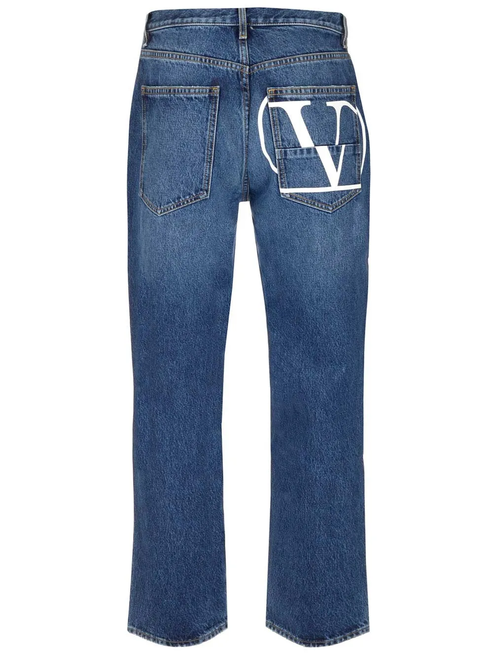 Valentino Back Logo Printed Tapered Jeans
