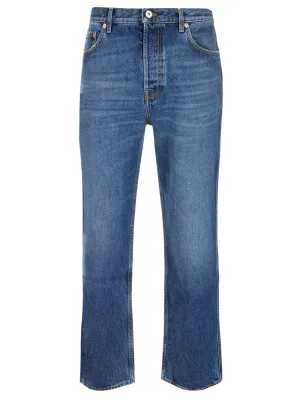 Valentino Back Logo Printed Tapered Jeans