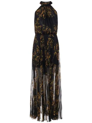 Versace Jeans Couture Garland Printed Pleated Maxi Dress