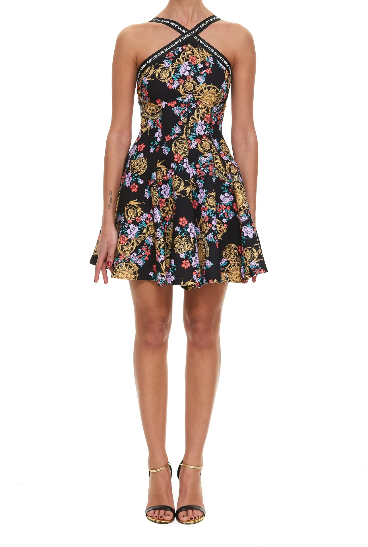 Versace Jeans Couture Logo Band Printed Mini Dress