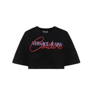 Versace Jeans Couture Logo Printed Cropped T-Shirt